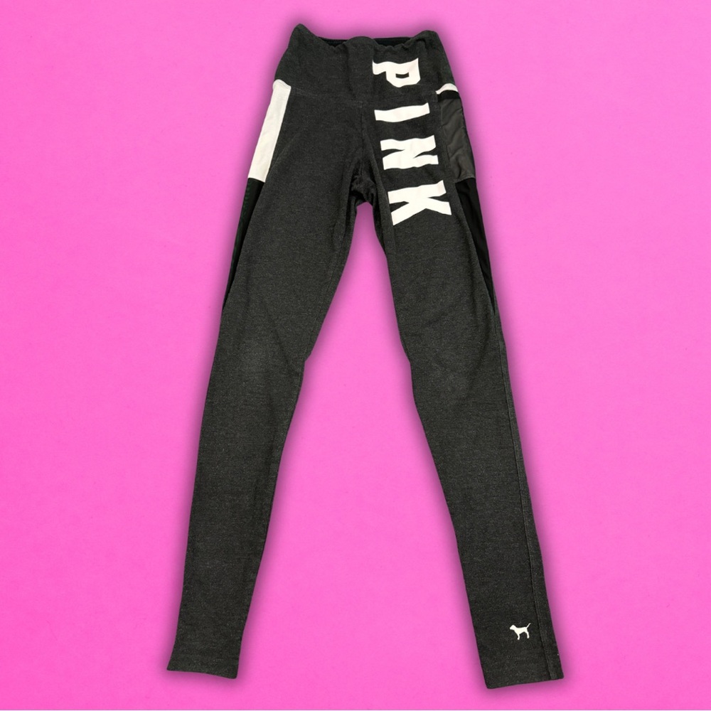 VS Pink XS Gray Mesh Panel Leggings